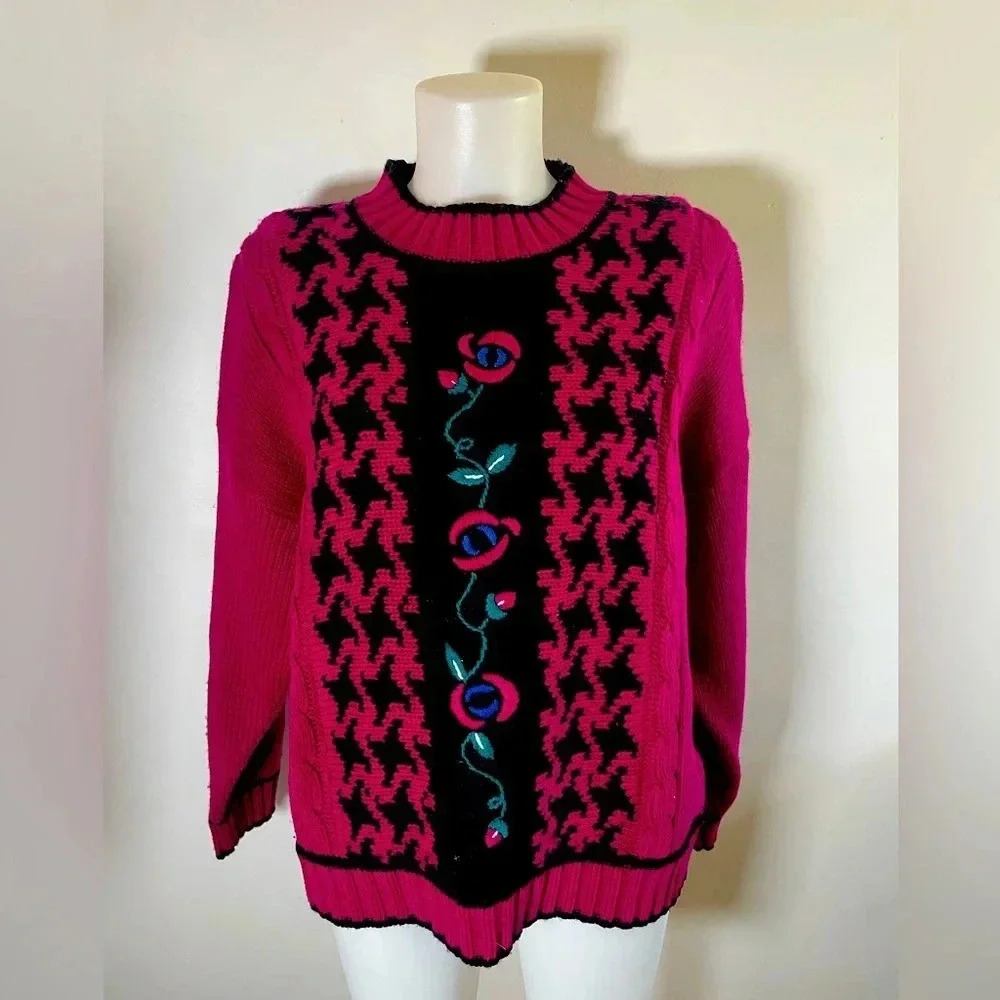 Vintage 80’s Color Pop Art Abstract‎ Ugly Sweater Cynthia J Plus Size 1/2x 0242